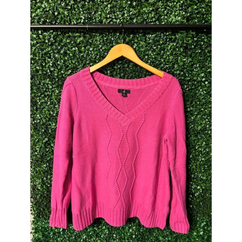 J Jason Wu Womens Sweater Size Medium Textured Stitch Pink Pullover